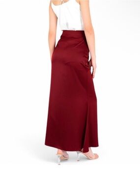 Anna-Kaci Women's High-Waisted Satin Maxi Skirt Medium